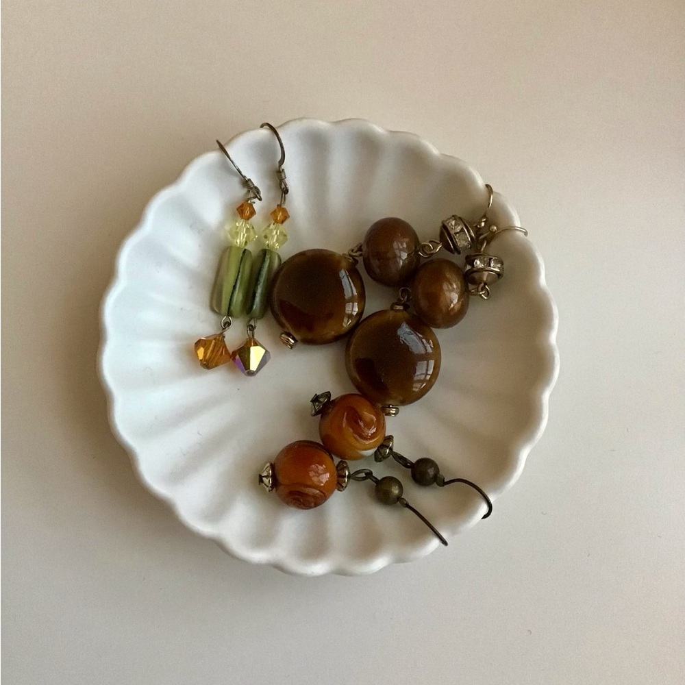 Elegant Brown and Gold Earrings Set